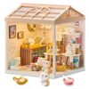 Qudify DIY Miniature Cat Playroom House Kit, Mini Dollhouse Craft Set