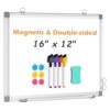 QUEENLINK Small White Board 16x12 Dry Erase Magnetic Double-Sided for Wall