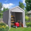 Quictent Heavy Duty 6x8FT Carport Shelter with Roll-Up Mesh Windows & Reinforced Frame, Portable Garage Canopy for Motorcycle Storage, Outdoor Equipment, Patio Furniture Cover - Silver Gray