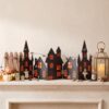 Qunclay Halloween Wooden Haunted Gingerbread House Decor Double Sided Cardboard Craft Decoration Kit for Holiday Halloween Christmas Party Supplies Gifts Home Indoor Outdoor Decoration