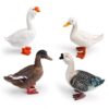 QUPLIZ 4pcs Realistic Poultry Animal Figurines Plastic Goose Duck Statues