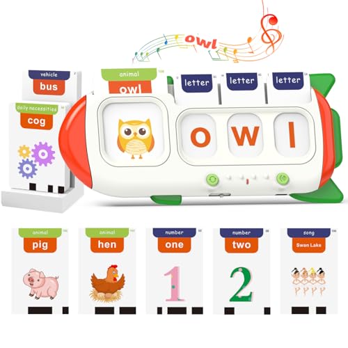 QuTZ Talking Flash Cards – CVC Word Spelling Games, Preschool Learning Activities Learning Toy, 107 Words Letter Matching Games, ABC Alphabet Flash Cards, Educational Toy for Toddler 3 4 5 6 Year Old
