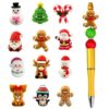 Qvnkxzt 12PCS 3D Christmas Silicone Focal Beads for Pens and Keychains