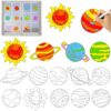 Qyeahkj 30 Set Solar System Arts Crafts for Outer Space Suncatchers Craft Kit DIY Coloring Window Cling Sticker with Markers Planet Party Christmas Gifts for Ornament Decorations