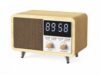 Qyene Retro Wooden Alarm Clock Radio, Bluetooth Speaker with FM Radio