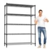 RackBro 48" W Garage Shelving 1875LBS Heavy Duty Wire Shelving Unit, Metal 5-Tier Adjustable Steel Storage Rack with Liners, Storage Tote Rack, 48" W x 18" D x 72" H for Garage Commercial, Black