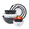 Rae Dunn Mixing Bowls with Lids - 10 Piece Plastic Nesting Bowls Set includes 5 Prep Bowls and 5 Lids (Black)