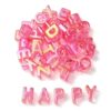 Rainbow Acrylic Letter Beads Cerise, Iridescent Alphabet Beads for Jewelry