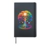 Rainbow Roots Sacred Geometry Tree Mandala Chakra Tee Hardcover Journal, Black