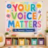 Rainbow Your Voice Matters Kindergarten Teacher Classroom Tapestry