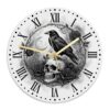 Raven and Skull Gothic Halloween Wall Clock