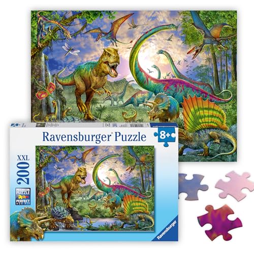 Ravensburger - Realm of The Giants - 200 Piece Jigsaw Puzzle - Stunning Dinosaur Imagery - T-Rex, Velociraptor & More - Premium Quality - Ideal Gift - Screen-Free Fun - MESH Accredited Kids Ages 8+