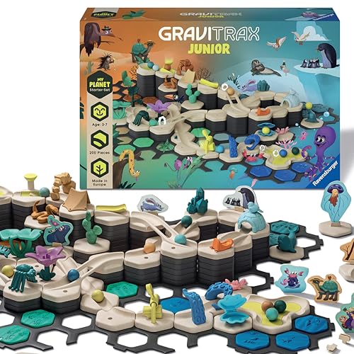 Ravensburger GraviTrax Junior Starter Set XXL - My Planet - Fun and Educational Preschool Marble Run Building Experience - STEM-Friendly, Interactive Learning, MESH Accredited - Kids Age 3 and Older