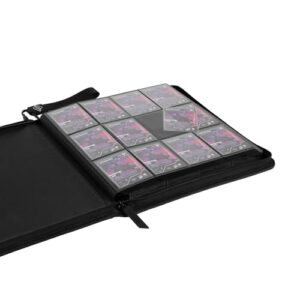Raw2Rare - ZipBinder480, Premium 12 Pocket Trading Card Collector's Binder with 480 Slots, Side-Loading Sheets, and All-Around Zipper, Black
