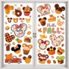 Raxfly 9 Sheets Fall Mouse Window Clings - Autumn Window Decals with Pumpkin, Maple Leaves & Harvest Designs, Double-Sided Stickers for Thanksgiving Home Classroom Office Decor