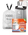 RayPard Mega Value Pack 1000 Count Small Drawstring Trash Bags, 4 Gallon White Strong Plastic Waste Basket Liners, Bathroom Trash Bags, Compatible with 12–15L Cans for Household & Commercial Use