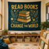 Read Books Change The World Navy Teacher Classroom Tapestry