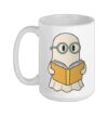 Reading Ghost Book Lover Spooky Season Bookworm Reader Ceramic Mug, White, 15oz