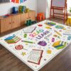 Read Learn Grow Kids Classroom Rug, Doodle Book Style Reading Nook Carpet
