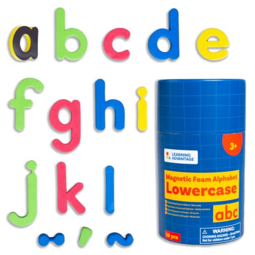 READY 2 LEARN Magnetic Alphabet - Lowercase - 52 Letters - Kids Foam Letter Magnets for the Classroom, Refrigerator or White Board - Large Magnets for Better Attraction