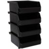 ReadySpace Medium-Wide Stackable Plastic Storage Bins, 4-Pack, Black