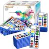REALART 18 Colors Watercolor Paint Bulk Set of 24, Includes Metallic Glitter Pigments, Washable Non-Toxic Art Supplies for Kids, Classroom & Party Favors