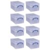 Really Useful Box 9 Liter Stackable Storage Container w/XL Snap Lid & Built-In Clip Lock Handles for Home or Office Organization, Clear (8 Pack)