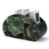 Reccmeny Dark Green Lotus Leaves Golden Edges Desktop Storage Box Organizer