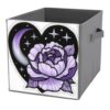 Reccmeny Heart-shaped Purple Peony Flower Cube Storage Bins