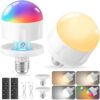 Rechargeable 10000mAh Light Bulbs with Remote: E26 Led Battery Operated Light Bulb with 10 Colors & Timer for Sconces & Lamps - Dimmable Cordless Magnetic Bulbs with Remote for Non-Hardwired Fixture