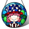 Red‑Haired Hat‑Wearing Little Girl Acrylic Jigsaw Puzzle Suncatcher 7.4 in 83 Irregular Pieces Door Garden Hanging Ornament Home Decor Birthday for Mom Women Friend Kids