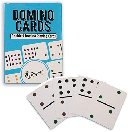 Regal Games - Double 9 Domino Playing Cards - Colored Dots Deck - Family-Friendly Domino Card Game - 2-8 Players - Ages 8+ - 55 Card Deck - 3.5” x 2.5”