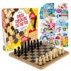 Regal Games Card Games for Kids - Go Fish, Crazy 8's, Old Maid, Slap Jack, Garbage Monster, War & Reversible Wooden Board for Chess, Checkers & Tic-Tac-Toe