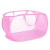 ReikiCraft Collapsible Laundry Mesh Basket,2 Pack Pink Horizontal