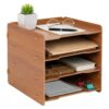Relaxdays File sorter, A4, 4 compartments, HxWxD 25 x 25 x 31 cm, Brown
