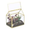 Relaxdays Terrarium, Glass & Copper, House Shape, 15x15x10 cm, Succulents & Air Plants, Mini Greenhouse, Decor, Gold