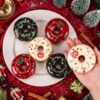 Relaxgiant 6 Pcs Christmas Fake Donuts Realistic Artificial Doughnut Model 3.35 Inches Assorted Realistic Fake Food for Display Faux Dessert Party Bread Decorations Photography Props Food