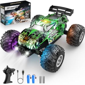 Remote Control Car All-Terrain 1:18 Rc Car with LED Lights 2 Batteries