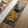Reocahoo Highland Cow Runner Rug 2x6ft, Sunflower Farm Rug Runner, Western Cattle Rugs, Soft Non-Slip Kitchen Mats for Floor - Retro Country Farmhouse Home Decor
