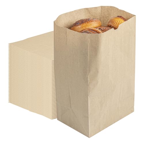 Restaurantware Brown Paper Bag 500 Count 8.23 × 5.91 Inches Kraft Bag Sturdy Rectangular Bottom Grocery Paper Packaging Natural Kraft Color for Packing Groceries Retail Products