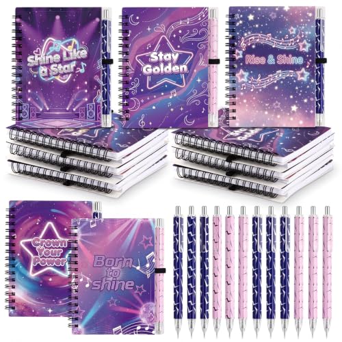 Resurhang 10 Sets Kpop Party favors Kpop A6 Spiral Notebooks 80s Y2K Ballpoint Pens Office Accessories Gifts for Popular Singer Party Disco Fans Teacher Classroom Rewards Employee Nurse