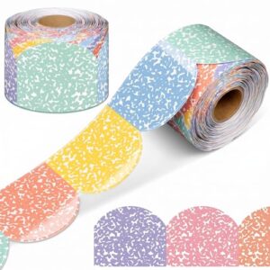 Resurhang 65.6 ft Bulletin Board Borders Scalloped Roll Classroom Trim Decoration for Chalkboards Whiteboard School Office Party Wall Desks Windows Doors Lockers(Pastel,Composition)