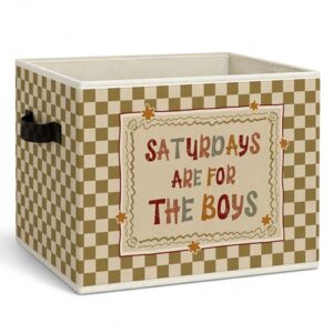 Retro Checkered Storage Bin, Quote Toy Chest with Reinforced Handles