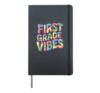 Retro FIRST GRADE VIBES Rainbow Retro Gaming Teacher Level Hardcover Journal, Black
