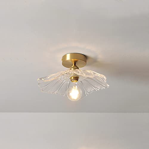Retro Hanging Lamp, Creative Lotus Leaf Shape Pendant Light Brass Glass Holder Lights Fixture for Living Room, Bedroom, Dining, Kids,Natural Light-Pendant (White(White Light,Ceiling Lamp)