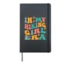 Retro Hiking Girl Groovy Mountain Hiker Hardcover Journal, Black