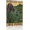 Retro Iris Pond Landscape Metal Sign 8x12 Inch Forever USA Iris Pond