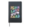 Retro PEACE LOVE READ Literacy Teacher Groovy Across School Hardcover Journal, Black