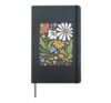 Retro Wildflowers Flowers Pattern Summer Spring Boho Vintage Hardcover Journal, Black