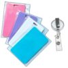 Reusable Silicone Badge Notepad, Vertical Erasable ID Card Holder with Write-On Surface, Cleanable with Alcohol, Compact Note Organizer for Nurses, Doctors, Office Staff (Pink,2pcs) (Purple + clip‑on)